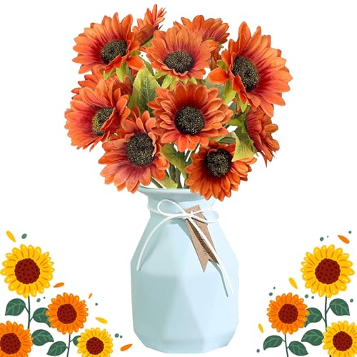 Künstliche Sonnenblumen Deko, 12 Bündel Einzelstiel Kunst Sonnenblumen, Blumen Plastik Sonnenblume, Herbst sonnenblumen, Kunstblumen Sunflowers, Gefälschte Sonnenblume, für Zuhause, Büro, Wohnung von MaibaoteMbt