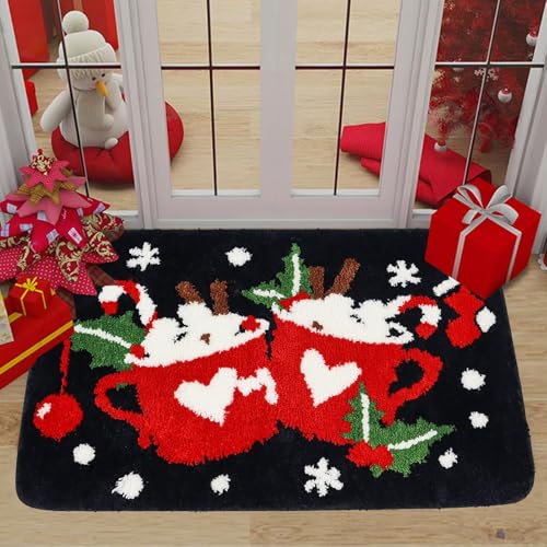 MaibaoteMbt Weihnachtsmatten, 60cmx40cm Weihnachtsdruck Teppich, Weihnachten Waschbar Fussmatte, Christmas Pattern Doormat, Weihnachts Türmatte, für Außen und Innen für Küche Wohnzimmer Schlafzimmer von MaibaoteMbt