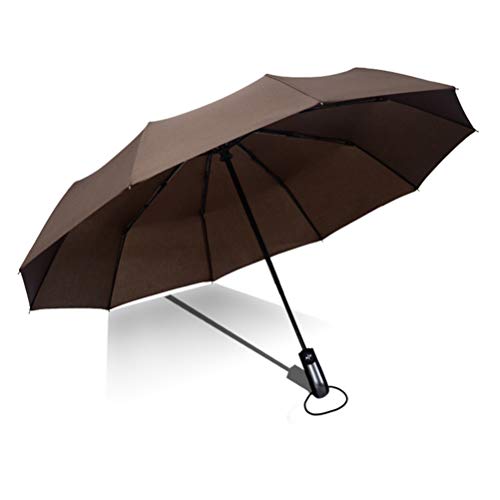 Maibar Automatischer Regenschirm Klappschirm Reiseschirm 10 Knochen Wasserdichter Regenschirm 190T Sonnenschirm Frauen Dame Multifunktionsschirm (Braun) von Maibar