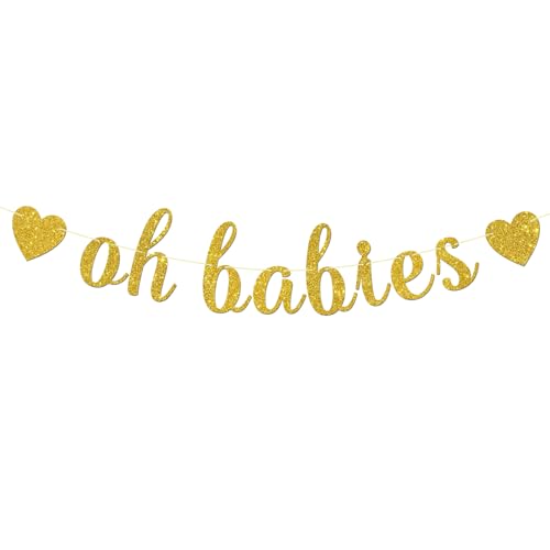 Maicaiffe Oh Babies Banner – Twins Baby Shower Party Decor – Twin Boys Twin Girls Birthday Banner – Double the Love Party Dekorationen Gold Glitter M-B-57 von Maicaiffe