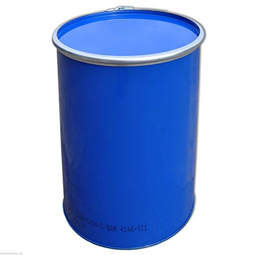 213 Liter Stahlfass in Blau Deckelfass Metallfass Beste Industriequalität 1,2 mm Materialstärke Gewicht 23 kg von Maier