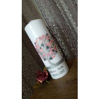 Taufkerze Lebensbaum Herz in Grau Und Rose Taufkerze Lebensbaum Herz in Grau Und Rose von Maifeldkerzen