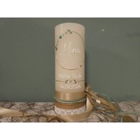Taufkerze Mina-Hoop Taufe Mädchen Kerze Elfenbein Taupe Mint Eukalyptus Rosegold Blüten Blumen Herz Vintage Rustik Boho Taufkerze Mina-Hoop Taufe Mädchen Kerze Elfenbein Taupe Mint Eukalyptus Rosegold Blüten Blumen Herz Vintage Rustik Boho von Maifeldkerzen