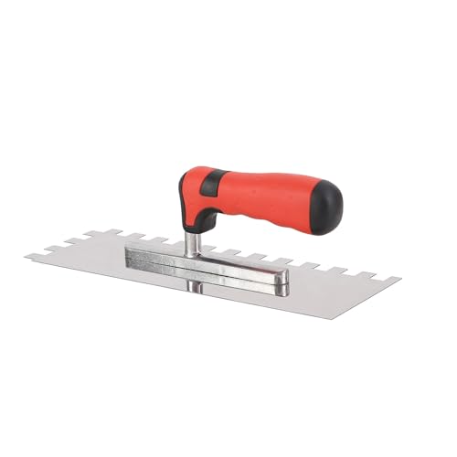 Fliesenwerkzeug Edelstahl Quadratisch gekerbt Flach Kelle Mauerwerk Hand für Wand Boden Fliesen Installation Langer Griff Beton Kelle Zement Glätten von Maigridy
