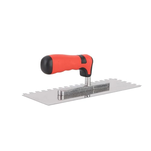 Fliesenwerkzeug Edelstahl Quadratisch gekerbt Flach Kelle Mauerwerk Hand für Wand Boden Fliesen Installation Langer Griff Beton Kelle Zement Glätten von Maigridy