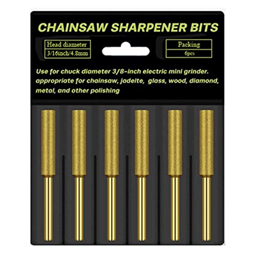 Kettensägen-Schärfstein, Kettenschärfer, Schleifwerkzeug, titanbeschichtete Bits, 4 mm/4,8 mm/5,5 mm, 6 Stück Kettensägen-Schärfstein, Kettenschärfer, Schleifwerkzeug, titanbeschichtete Bits, 4 mm/4,8 mm/5,5 mm, 6 Stück von Maigridy