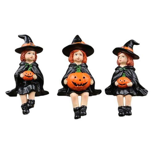 Maigridy Halloween-Dekorationen, Set mit 3 Harzen, Hexe, Kürbis, wetterfest, Outdoor-Ornamente für Bücherregal und Topfpflanze, Halloween-Harze, Hexe, hält Kürbis-Figur Maigridy Halloween-Dekorationen, Set mit 3 Harzen, Hexe, Kürbis, wetterfest, Outdoor-Ornamente für Bücherregal und Topfpflanze, Halloween-Harze, Hexe, hält Kürbis-Figur von Maigridy