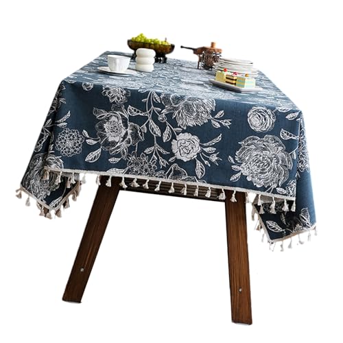 Maigridy Hochwertige Tischdecke mit Blumenmuster, schmutzabweisend, leicht zu reinigen, strapazierfähiges Polyester, für die meisten Tische, wasserfeste Polyester-Tischdecke von Maigridy