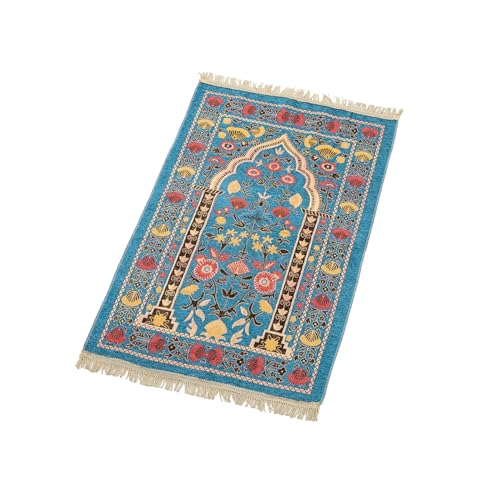 Maigridy Muslimische Teppichdecke, Gebetsteppich mit Quasten, Matte, 70 x 110 cm, Blumenmuster, Knieteppich, tragbar, Schoßgebete von Maigridy