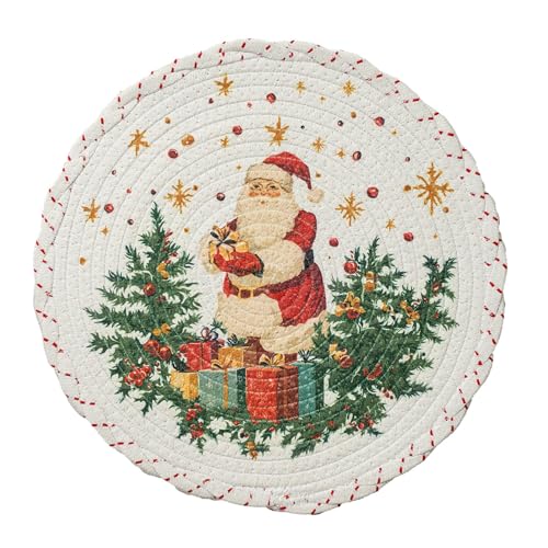 Rundes Tischset mit Winterblumen, auslaufsicher, wiederverwendbar, Dekoration, Winter-Schneeflocken-Platzdeckchen Rundes Tischset mit Winterblumen, auslaufsicher, wiederverwendbar, Dekoration, Winter-Schneeflocken-Platzdeckchen von Maigridy