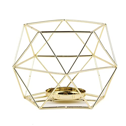 Teelichthalter Halter Metall Geometrische Teelichtsäule Moderne Dekoration für Tischdekoration Teelichthalter Vintage Deko Gold von Maigridy