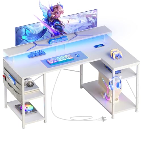 Maihail L-förmiger Computer mit LED-Lichtern und Steckdosen, wendbarer Gamingcomputer mit Ablage und Monitorhalterung, Computercomputer mit Tasche Maihail L-förmiger Computer mit LED-Lichtern und Steckdosen, wendbarer Gamingcomputer mit Ablage und Monitorhalterung, Computercomputer mit Tasche von Maihail