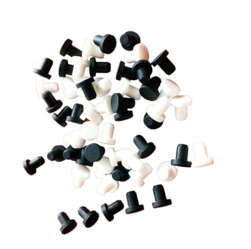 Gummi-Lochstopfen, Bohrung: 2 mm bis 14 mm, runde feste Silikonkautschuk-Dichtungslochstopfen, Blindstopfen, Endkappen, Dichtung, T-Typ-Stopper (Farbe: Schwarz, Größe: 4 mm (5 Stück)) (Color : White von MaikOn