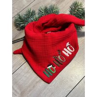 Hundehalstuch Aus Musselin, Weihnachtstuch Hohoho in Rot Hundehalstuch Aus Musselin, Weihnachtstuch Hohoho in Rot von MaikeCreative