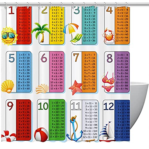 Multiplikations-Tisch-Duschvorhang, Stoffstoff, Badezimmer-Dekor-Set mit Haken von Maikoler