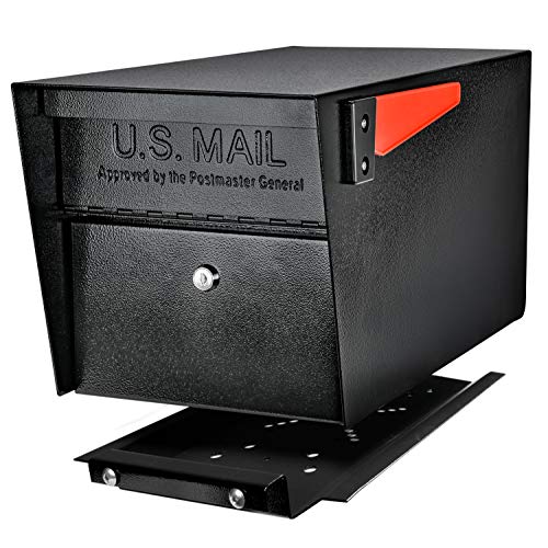 Mail Boss 7500 Mail Manager Pro Curbside Locking Security Mailbox, Schwarz Abschließbarer Briefkasten mit Hausnummern und Montageplatte von Mail Boss