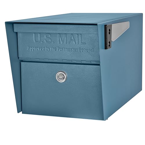 Mail Boss 7584 Mail Manager Sicherheitsbriefkasten mit Bordsteinkante, Century Blue von Mail Boss