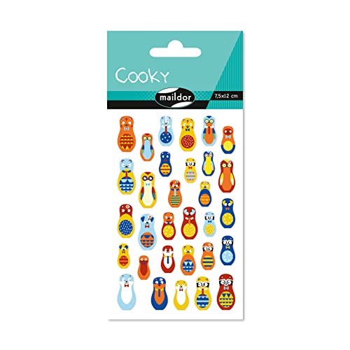 Maildor 560406C Packung mit Stickers Cooky 3D (1 Bogen, 7,5 x 12 cm, ideal zum Dekorieren, Sammeln oder Verschenken, Mamoushka) 1 Pack von Maildor