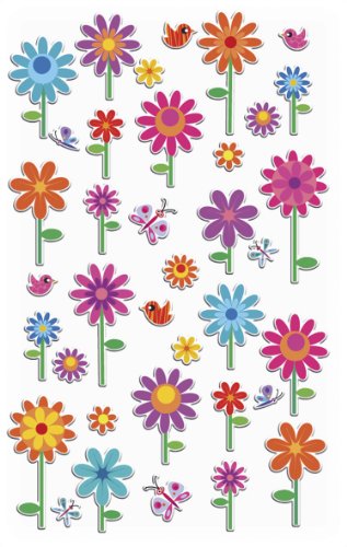 Maildor 560356C Packung mit Stickers Cooky 3D (1 Bogen, 7,5 x 12 cm, ideal zum Dekorieren, Sammeln oder Verschenken, Blumen) 1 Pack, Blumen 3 von Maildor