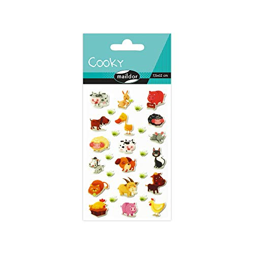 Maildor 560426C Set mit 8 Bögen Stickers Cooky 3D (7,5 x 12 cm, ideal für Bastelprojekte und Dekoration, Tierwelt) von Maildor