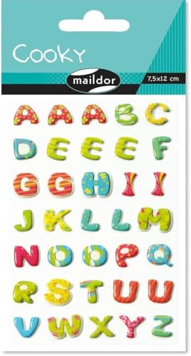 Maildor 560522C Packung mit Stickers Cooky 3D (1 Bogen, 7,5 x 12 cm, ideal zum Dekorieren, Sammeln oder Verschenken, Alphabet) 1 Pack von Maildor