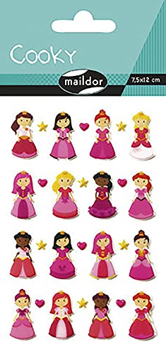 Maildor CY002O Packung mit Stickers Cooky 3D (1 Bogen, 7,5 x 12 cm, ideal zum Dekorieren, Sammeln oder Verschenken, Prinzessin) 1 Pack von Maildor