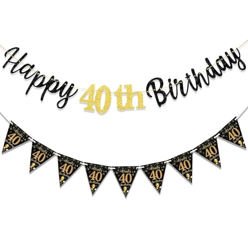 Mailfull 40 Geburtstag Deko Schwarz Gold Geburtstagsdeko Set Banner 40. Geburtstag Luftschlangen für Männer Frau Deko Mailfull 40 Geburtstag Deko Schwarz Gold Geburtstagsdeko Set Banner 40. Geburtstag Luftschlangen für Männer Frau Deko von Mailfull
