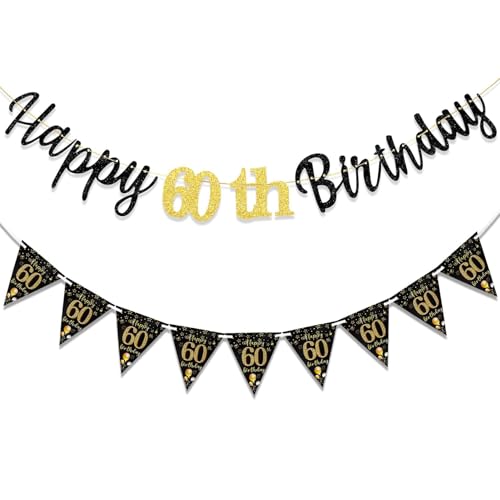 Mailfull 60 Geburtstag Deko Schwarz Gold Geburtstagsdeko Set Banner 60. Geburtstag Luftschlangen für Männer Frau Deko Mailfull 60 Geburtstag Deko Schwarz Gold Geburtstagsdeko Set Banner 60. Geburtstag Luftschlangen für Männer Frau Deko von Mailfull