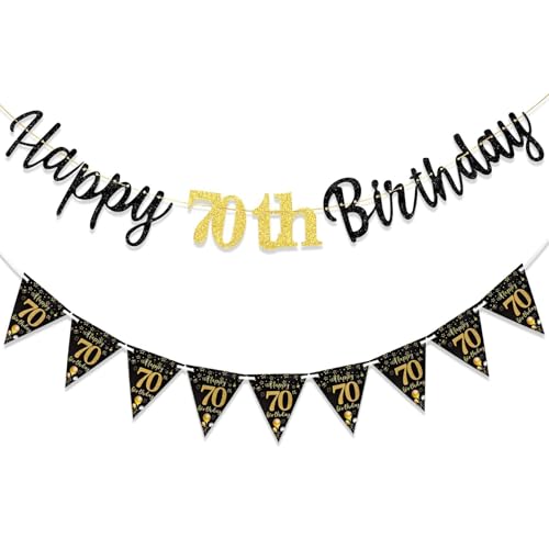 Mailfull 70 Geburtstag Deko Schwarz Gold Geburtstagsdeko Set Banner 70. Geburtstag Luftschlangen für Männer Frau Deko Mailfull 70 Geburtstag Deko Schwarz Gold Geburtstagsdeko Set Banner 70. Geburtstag Luftschlangen für Männer Frau Deko von Mailfull