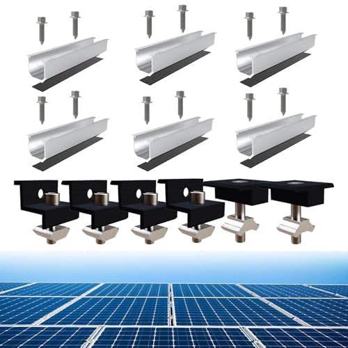 Mailfull Solarmodul Halterung Balkonkraftwerk Halterung Kit 12CM Alu Photovoltaik Montageschiene mit 30-35MM Verstellbare Klemme Kit für Flachdach Trapezblech Ziegeldach Mailfull Solarmodul Halterung Balkonkraftwerk Halterung Kit 12CM Alu Photovoltaik Montageschiene mit 30-35MM Verstellbare Klemme Kit für Flachdach Trapezblech Ziegeldach von Mailfull