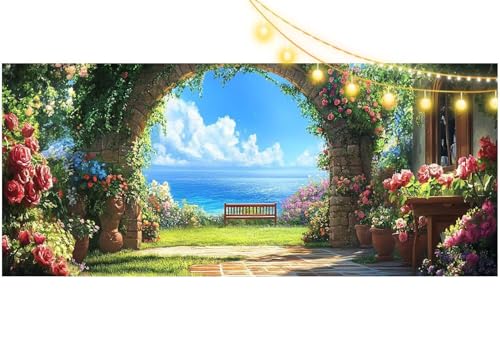 Diamond Painting Garten Diamond Painting Groß XXL 150x60 cm, 5D Diamant Painting Bilder Vintage Malen Nach Zahlen Erwachsene Basteln Crystal Strass Stickerei Malerei Kit, Home Decor Geschenk m703 von Mailielie