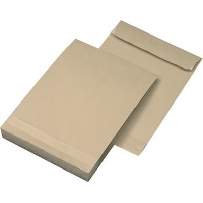 Faltentaschen, B4, hk, o. F., 120g, braun, Pck=100St, Falte 40mm von Mailmedia
