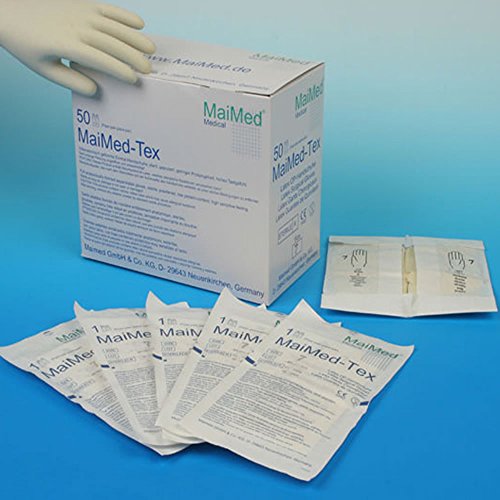 Maimed 74510 Tex Steril Latex Einmal OP-Handschuhe, Größe 6, 50 Stück von Maimed