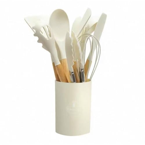 12PCS Silikon-Küchenutensilienset Hochtemperaturbeständige Küchenutensilien Kochlöffel Schaufelfilter Schneebesen Antihaft-Küchenutensilien mit Aufbewahrungsbehältern Spülmaschinenfest von Maimeili