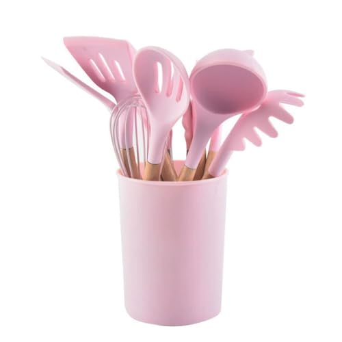 12PCS Silikon-Küchenutensilienset Hochtemperaturbeständige Küchenutensilien Kochlöffel Schaufelfilter Schneebesen Antihaft-Küchenutensilien mit Aufbewahrungsbehältern Spülmaschinenfest von Maimeili