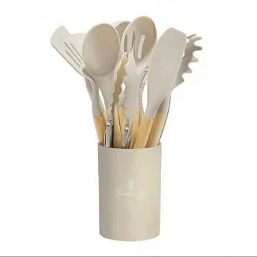 12PCS Silikon-Küchenutensilienset Hochtemperaturbeständige Küchenutensilien Kochlöffel Schaufelfilter Schneebesen Antihaft-Küchenutensilien mit Aufbewahrungsbehältern Spülmaschinenfest von Maimeili