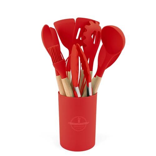 12PCS Silikon-Küchenutensilienset Hochtemperaturbeständige Küchenutensilien Kochlöffel Schaufelfilter Schneebesen Antihaft-Küchenutensilien mit Aufbewahrungsbehältern Spülmaschinenfest von Maimeili