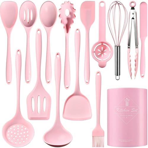 15PCS Silikon-Küchenutensilienset Hochtemperaturbeständige Küchenutensilien Kochlöffel Schaufelfilter Schneebesen Antihaft-Küchenutensilien mit Aufbewahrungsbehältern Spülmaschinenfest von Maimeili