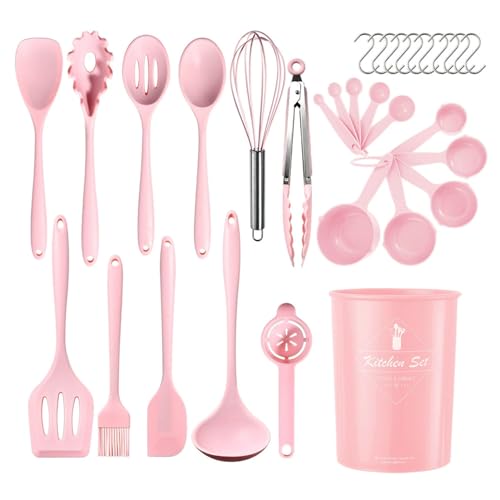 32PCS Silikon-Küchenutensilienset Hochtemperaturbeständige Küchenutensilien Kochlöffel Schaufelfilter Schneebesen Antihaft-Küchenutensilien mit Aufbewahrungsbehältern Spülmaschinenfest von Maimeili