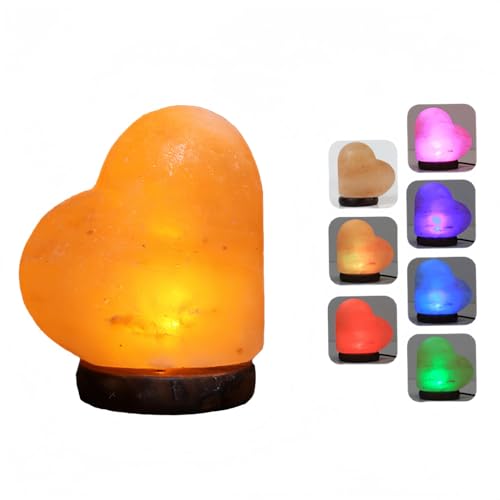 7 Farben ändern Update Mini USB LED Energiesparende Salzlampe Natürliches Bernstein Kristall Rock Licht mit hölzerner Basis Rosa Salz Tischlampen für Büro Home Deco Schlafzimmer Yoga von Maimeili