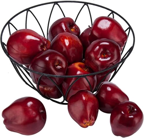 Maimeili 16 PCS Gefälschte Künstliche Kunstrumente Mit Hoher Nachahmung Von Früchten Dekoration Lebensechter Faux Red Apple Für Hausküche Esstisch Dekor Fotografie Requisite von Maimeili