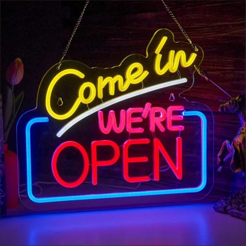 Öffnen Willkommen LED Neon Zeichen bunte Happy Hour Neon Kunst Wandlampen dimmbares Acryl Licht für Schlafzimmer Mann Höhle Bar Pub Party Wanddekoration von Maimeili