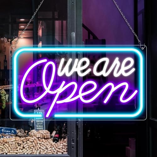 Öffnen Willkommen LED Neon Zeichen bunte Happy Hour Neon Kunst Wandlampen dimmbares Acryl Licht für Schlafzimmer Mann Höhle Bar Pub Party Wanddekoration von Maimeili