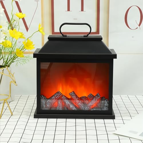 Simulierte LED Kamin Laterne USB & Akku betrieben Flammenloses Licht mit Simulation Flamme Tisch Dekorative Lampe Mini Kamin Ornament für gemütliche Heimdekor Freistehende elektrische Holzberner Simulierte LED Kamin Laterne USB & Akku betrieben Flammenloses Licht mit Simulation Flamme Tisch Dekorative Lampe Mini Kamin Ornament für gemütliche Heimdekor Freistehende elektrische Holzberner von Maimeili