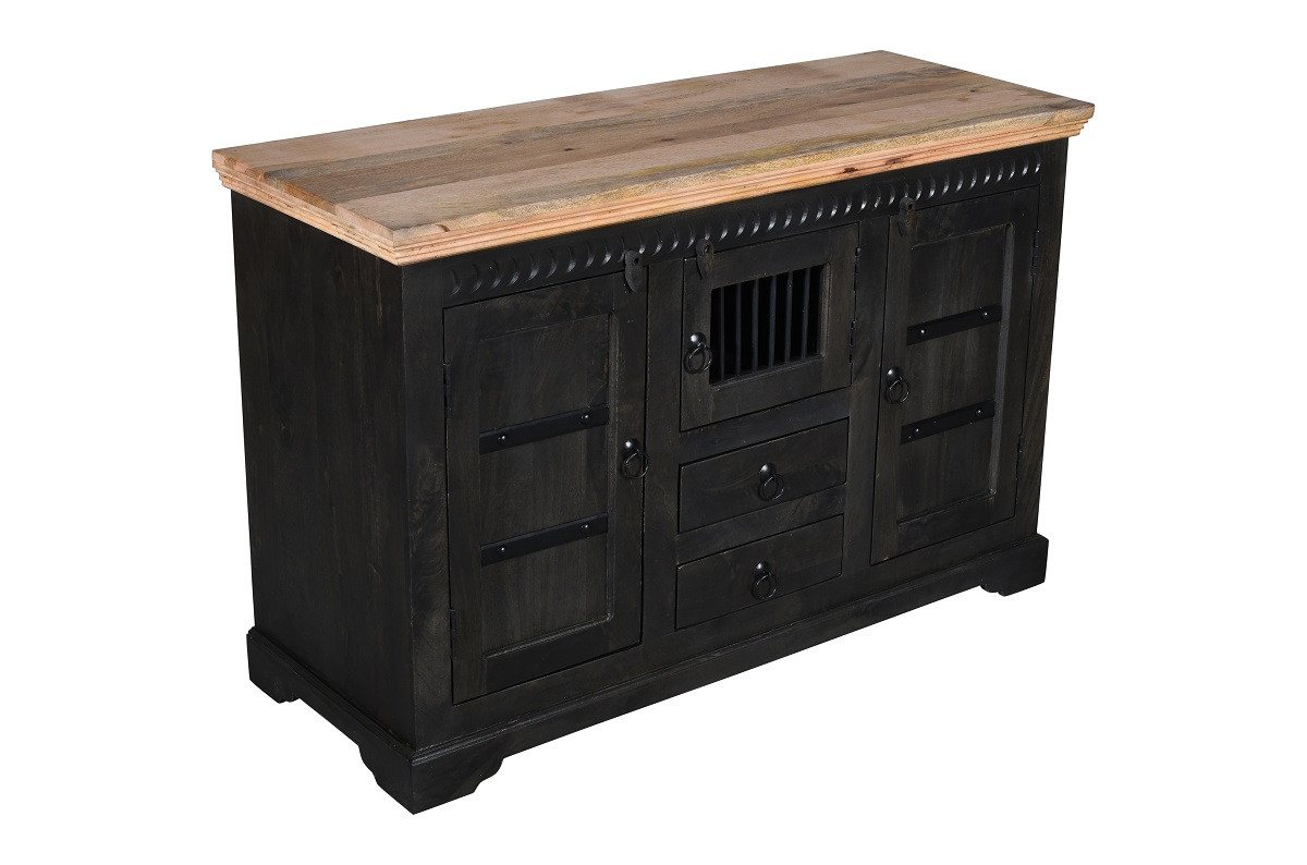 Main Möbel Anrichte Sideboard 130x85cm 'Mumbai' Mango natur & schwarz von Main Möbel