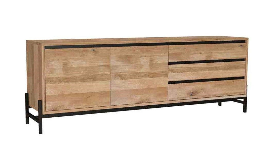 Main Möbel Anrichte Sideboard 189x67cm 'Veneza' Eiche & Metall schwarz von Main Möbel
