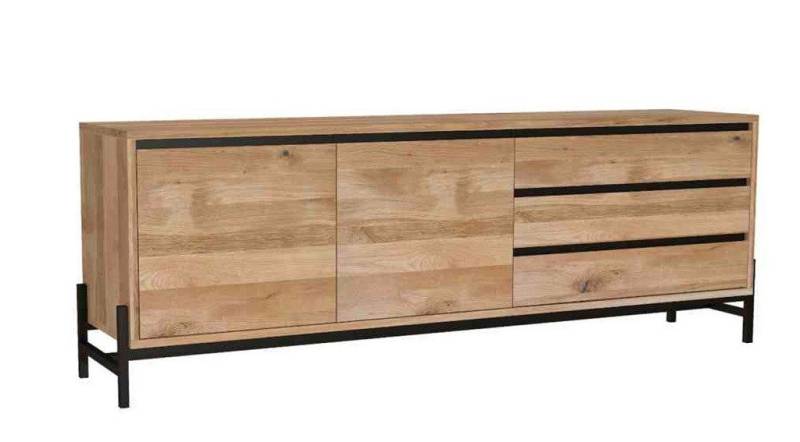 Main Möbel Anrichte Sideboard 189x67cm 'Veneza' Eiche & Metall schwarz von Main Möbel