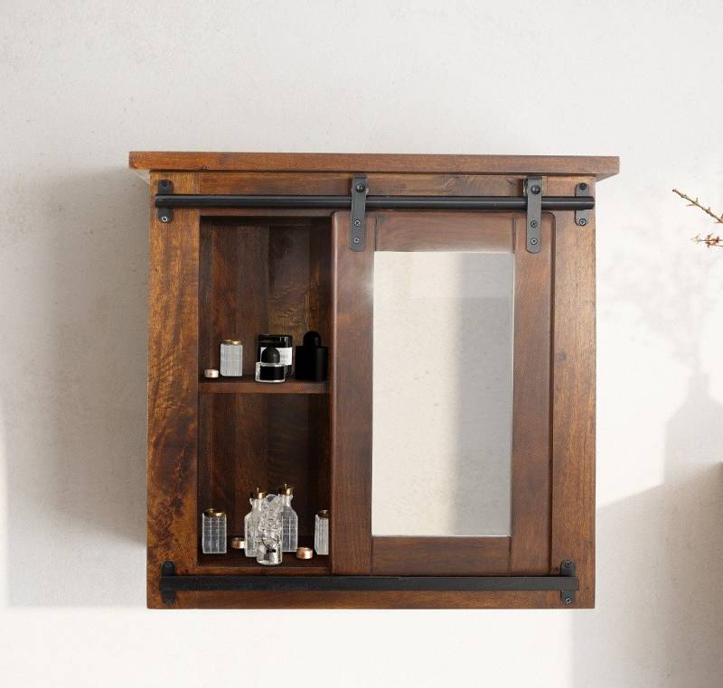 Main Möbel Badezimmerspiegelschrank Spiegelschrank 68x64cm 'Bayamo' Mango & Eisen von Main Möbel