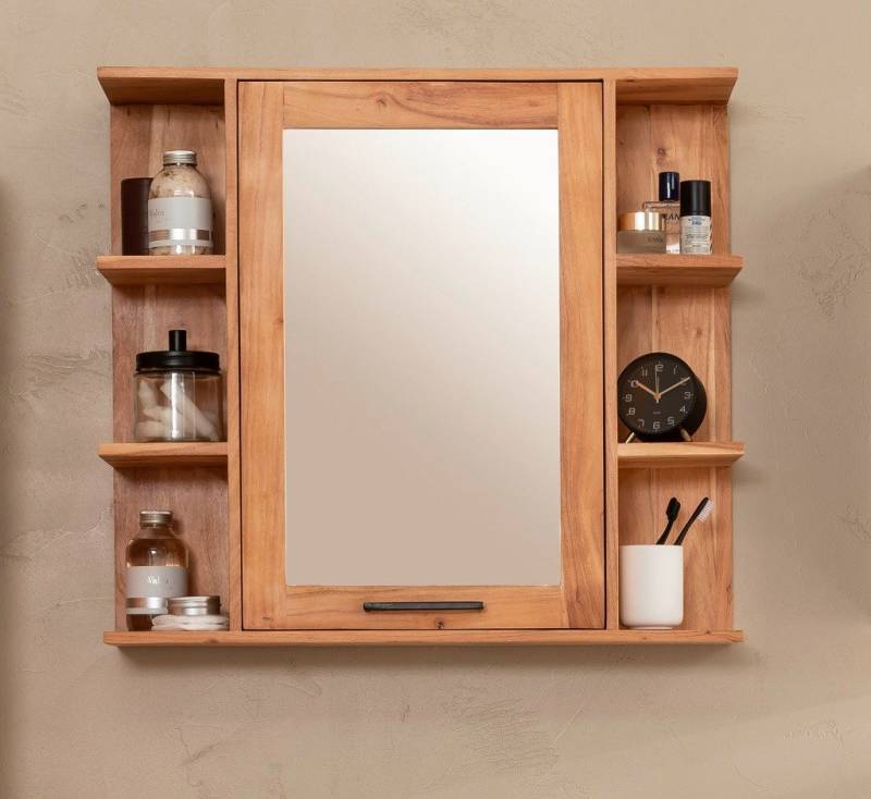 Main Möbel Badezimmerspiegelschrank Spiegelschrank 80x71cm 'Albany' Akazie massiv lackiert von Main Möbel