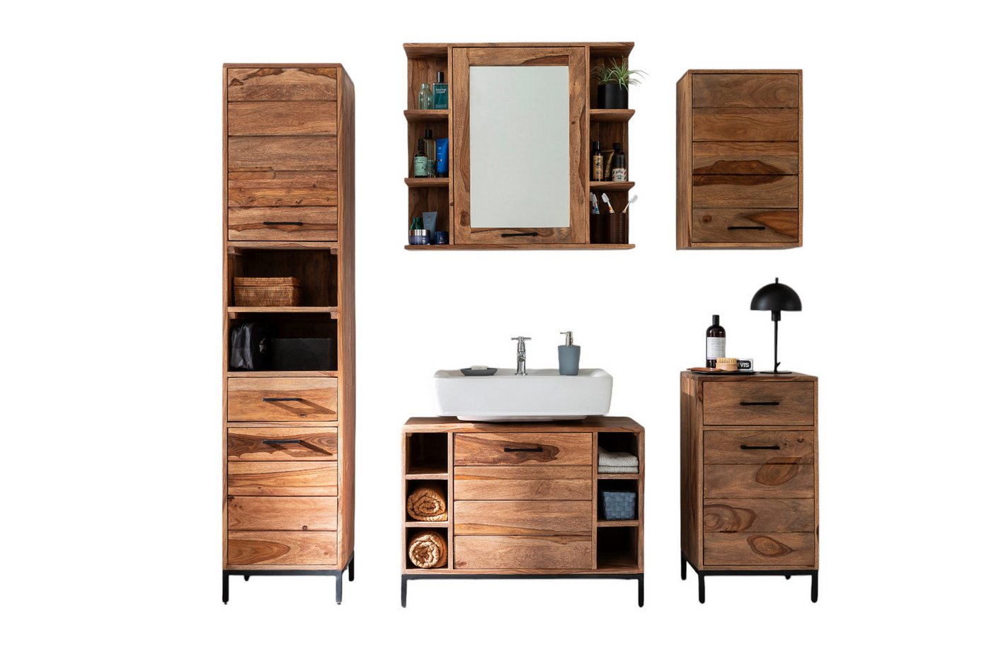 Main Möbel Badmöbel-Set Bad komplett 5-tlg. 'Hudson' Palisander gebeizt Spiegelschrank Main Möbel Badmöbel-Set Bad komplett 5-tlg. 'Hudson' Palisander gebeizt Spiegelschrank von Main Möbel